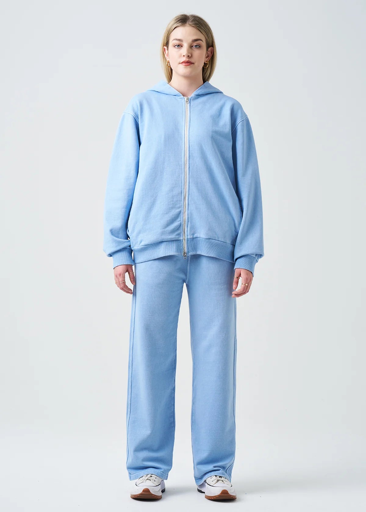 Pigment Blue 14 Ounce Garment Dye Fleece Hooded Sweatsuit