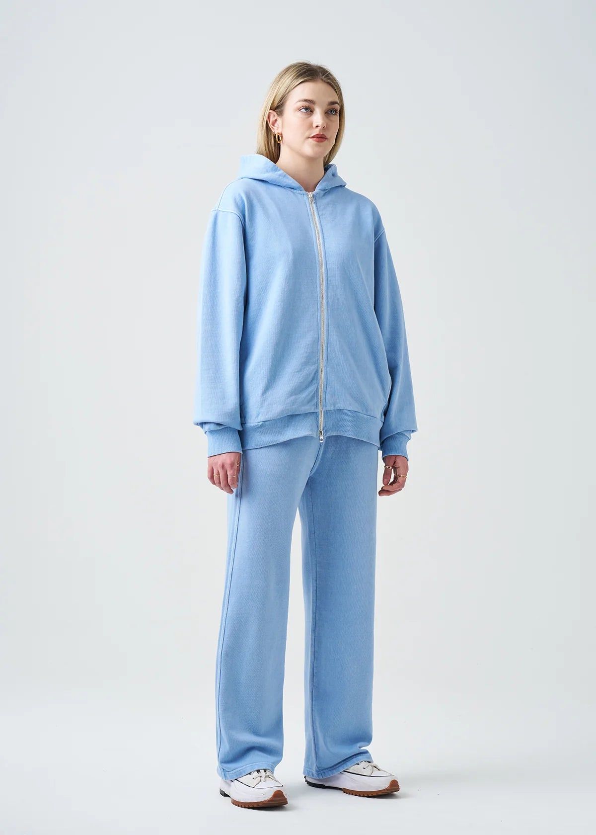 Pigment Blue 14 Ounce Garment Dye Fleece Hooded Sweatsuit