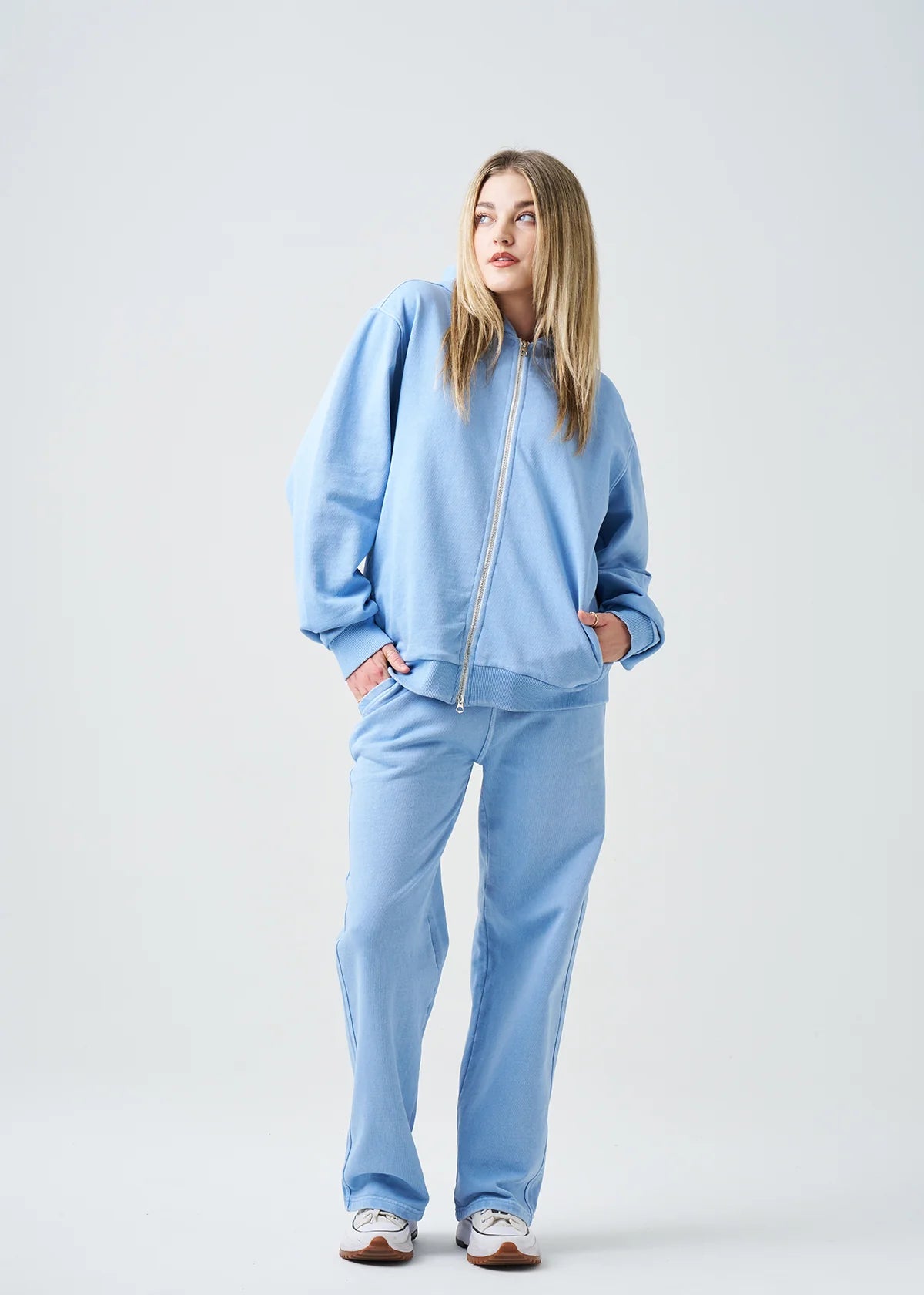 Pigment Blue 14 Ounce Garment Dye Fleece Hooded Sweatsuit