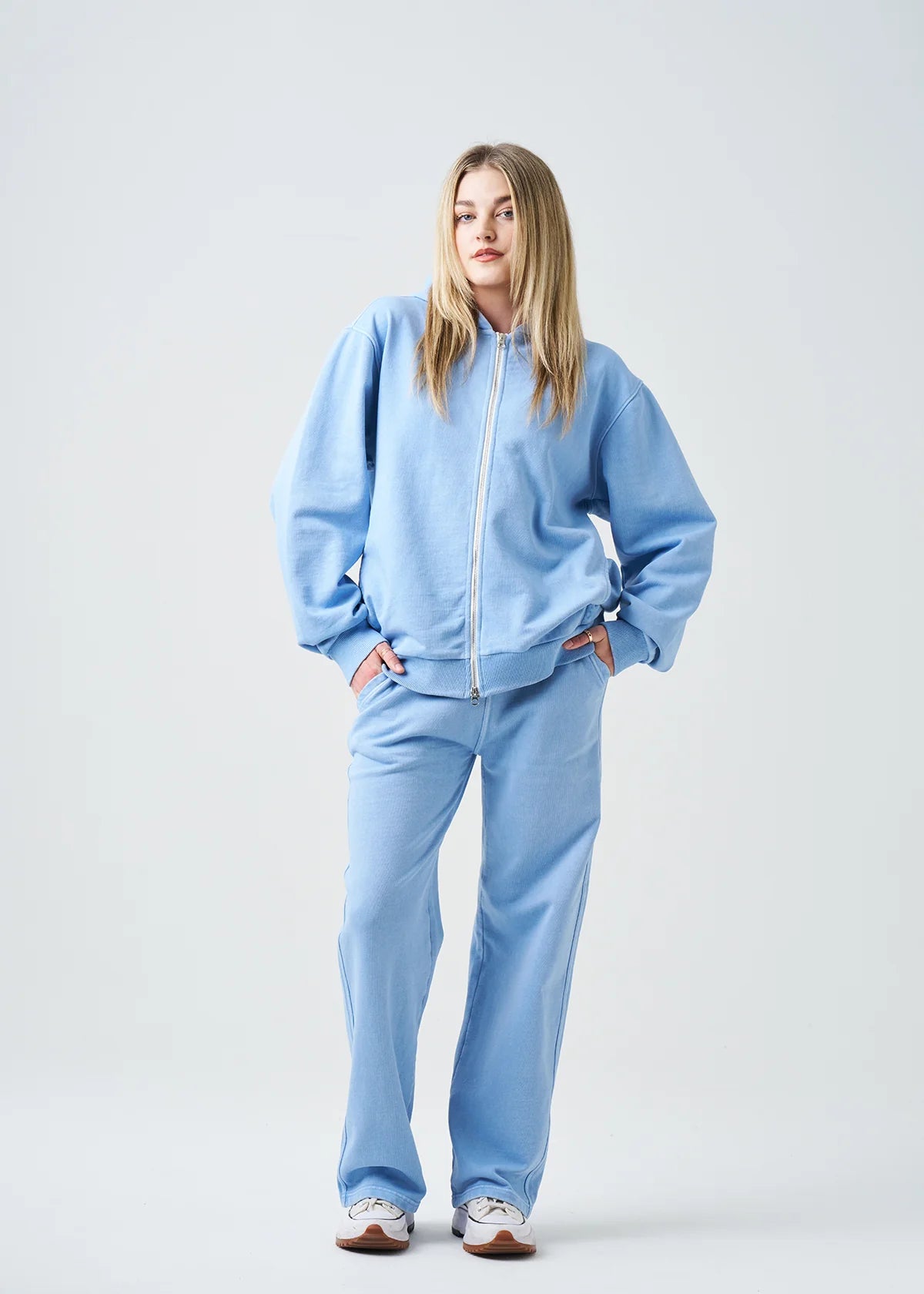 Pigment Blue 14 Ounce Garment Dye Fleece Hooded Sweatsuit