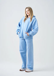 Pigment Blue 14 Ounce Garment Dye Fleece Hooded Sweatsuit