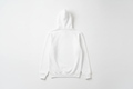 White 10 OZ Zip-Up Hoodie Luxury Flat Lay Back View with Drawstrings