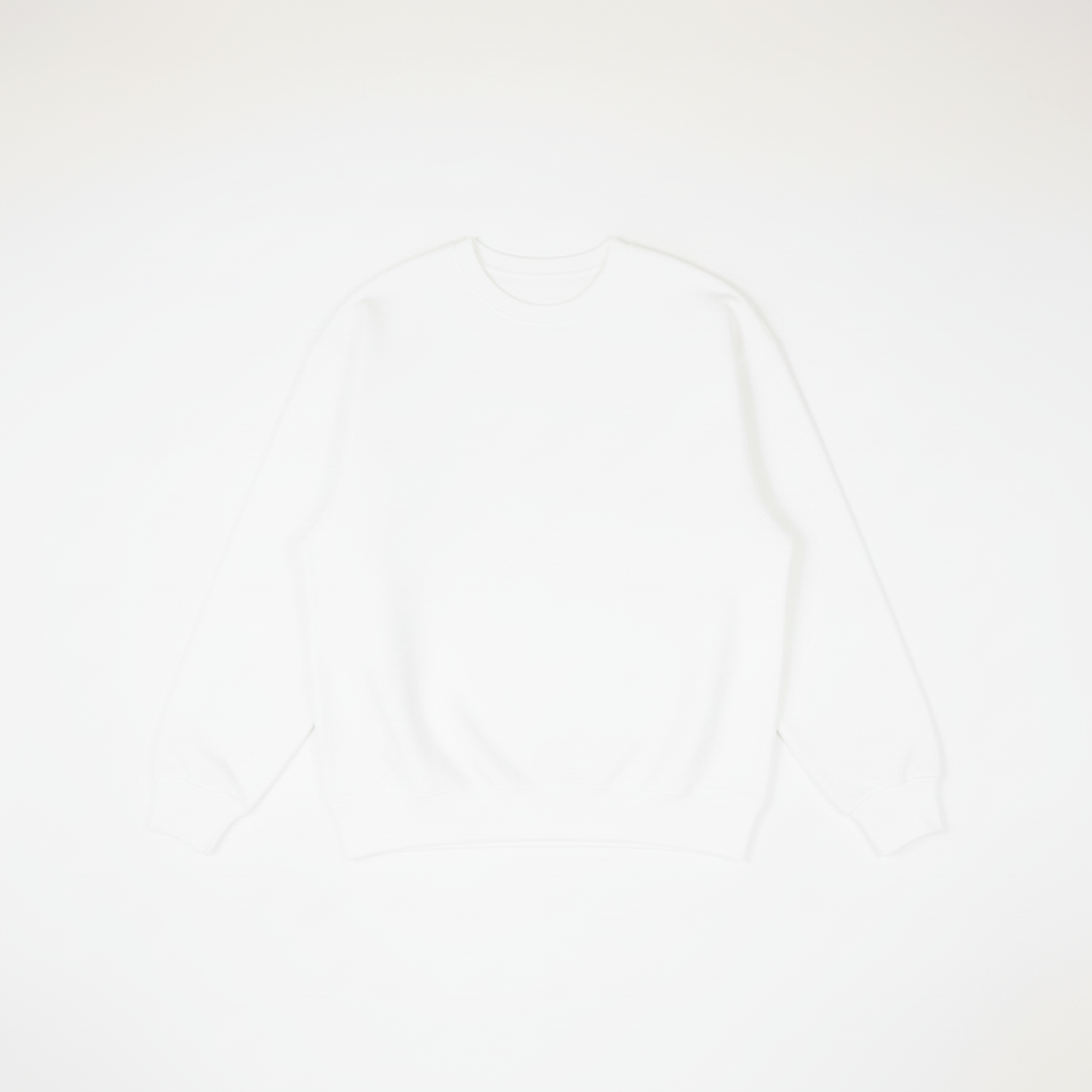 White Heavy Blend Fleece Crew Neck Flat Lay - Matching Red Layout