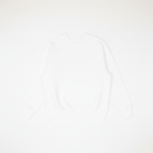 White Heavy Blend Fleece Crew Neck Flat Lay - Matching Red Layout