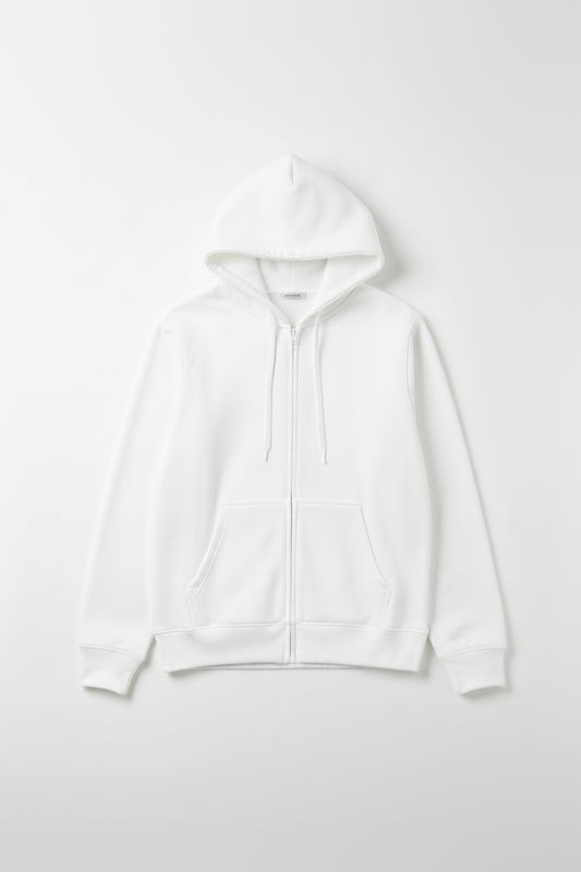 White Zip-Up — Clean Collar No Label