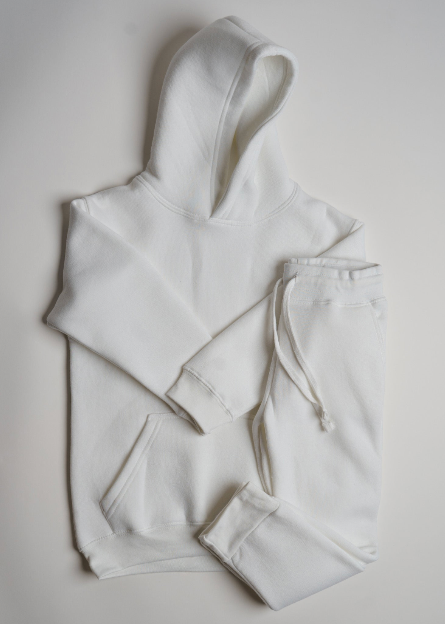 Kids 10 OZ White Soft Fleece Sweatsuit