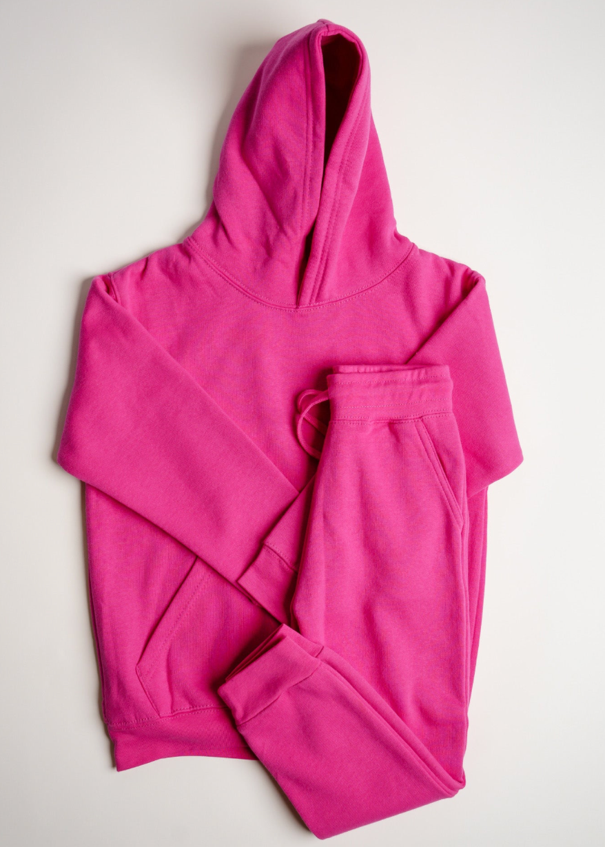 Kids 10 OZ Hot Pink Soft Fleece Sweatsuit