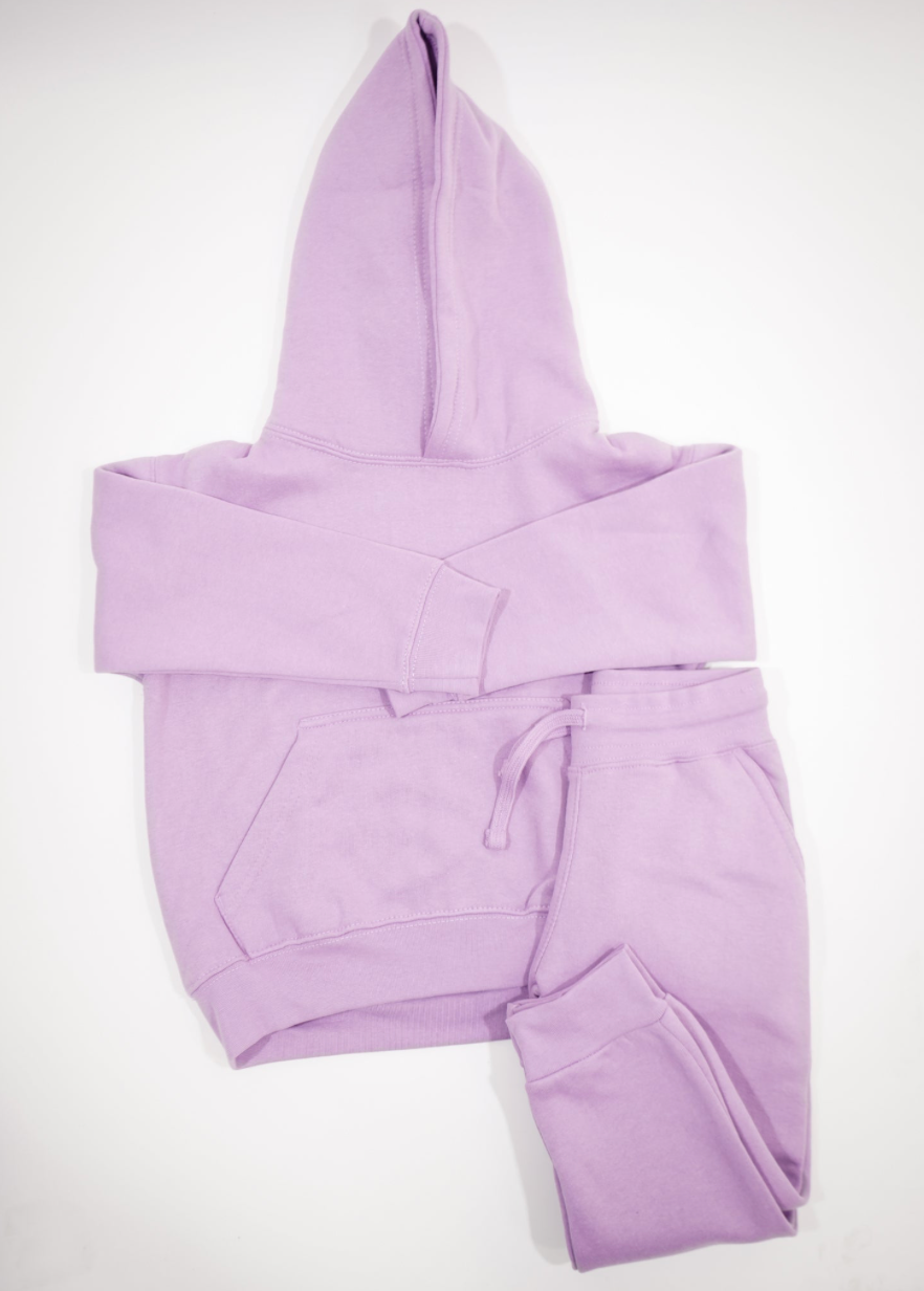 Kids 10 OZ Lilac Soft Fleece Sweatsuit