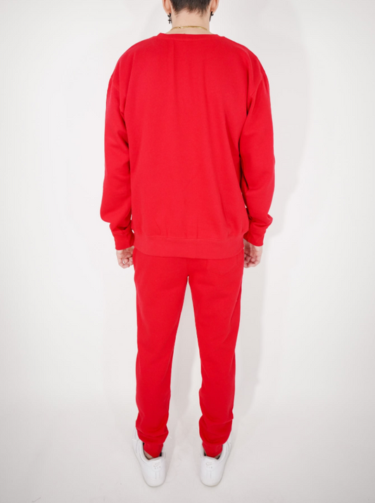 Red Heavy Blend Fleece Crew-Neck SweatSuit