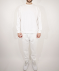 White Blend Fleece Crew-Neck SweatSuit