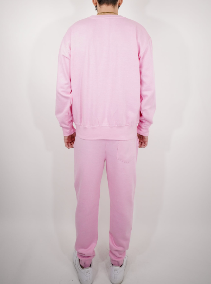 Light Pink Heavy Blend Fleece Crew-Neck SweatSuit