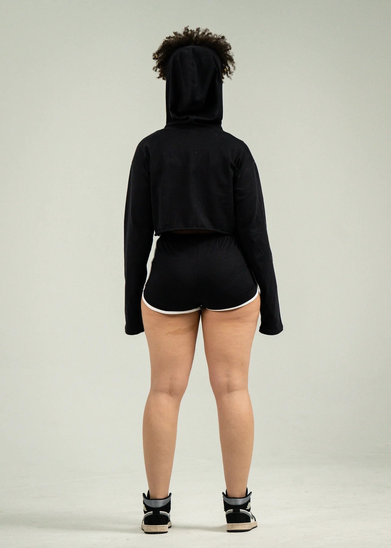 Black Single Jersey Track Short Set