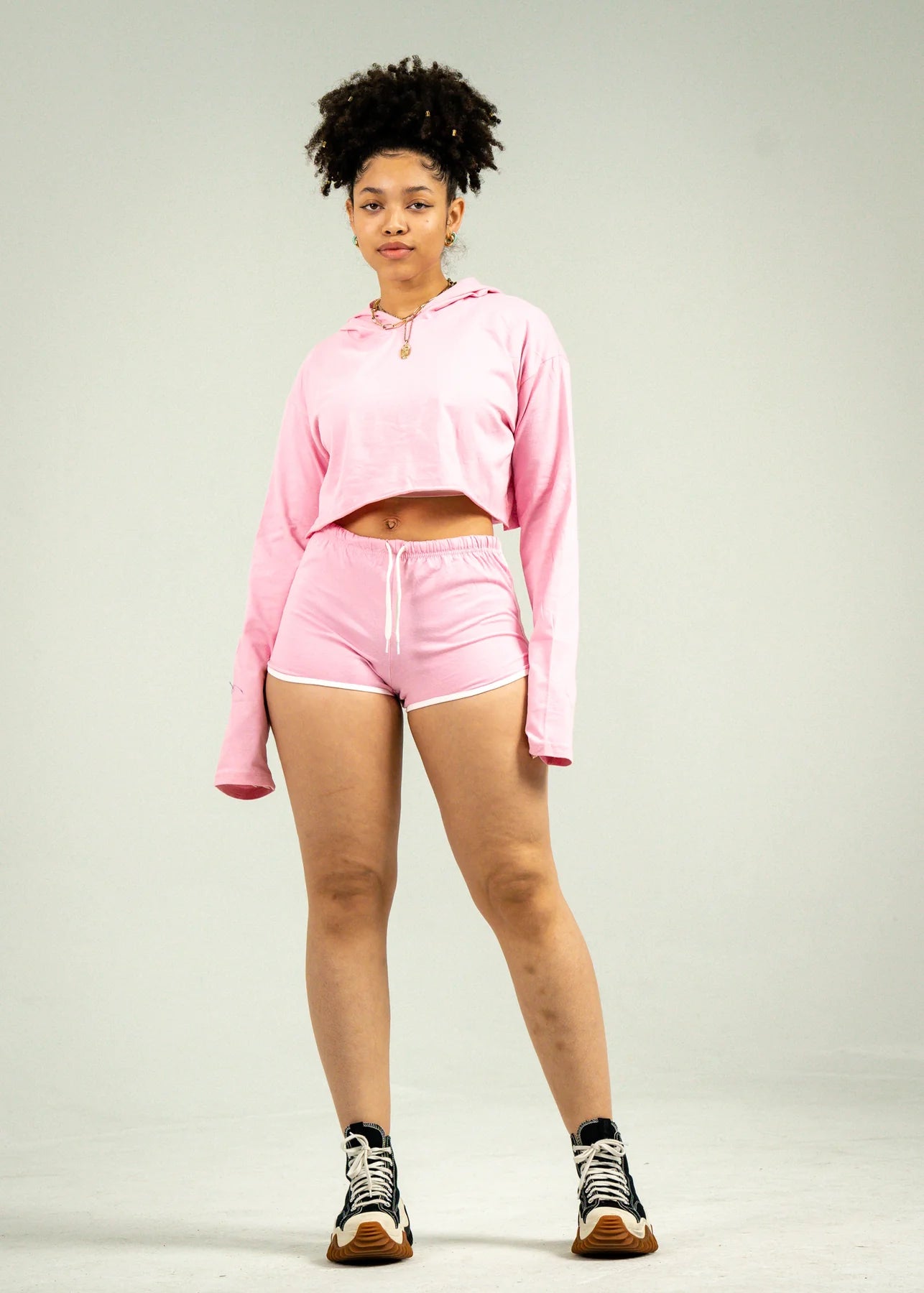 Light Pink Single Jersey Track Short Set