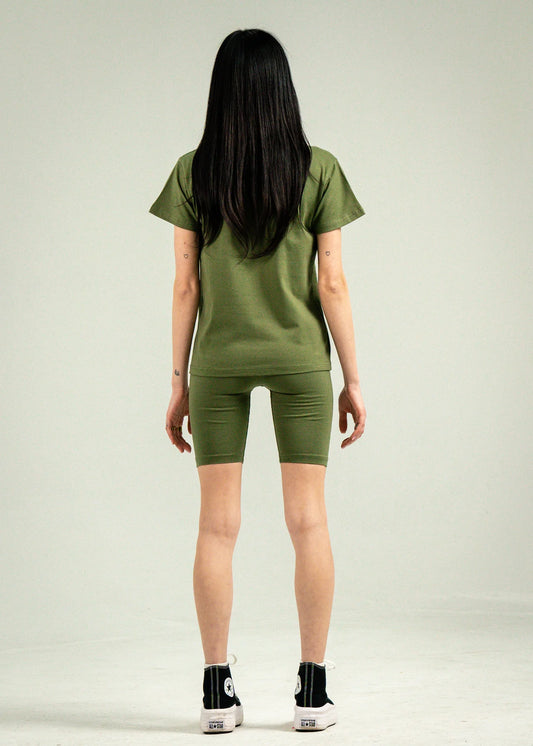 Olive Green Biker Short Set