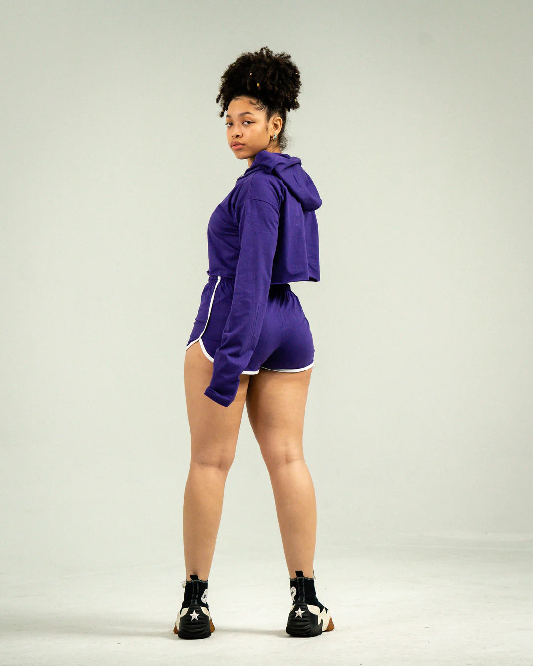 Purple Single Jersey Track Short Set