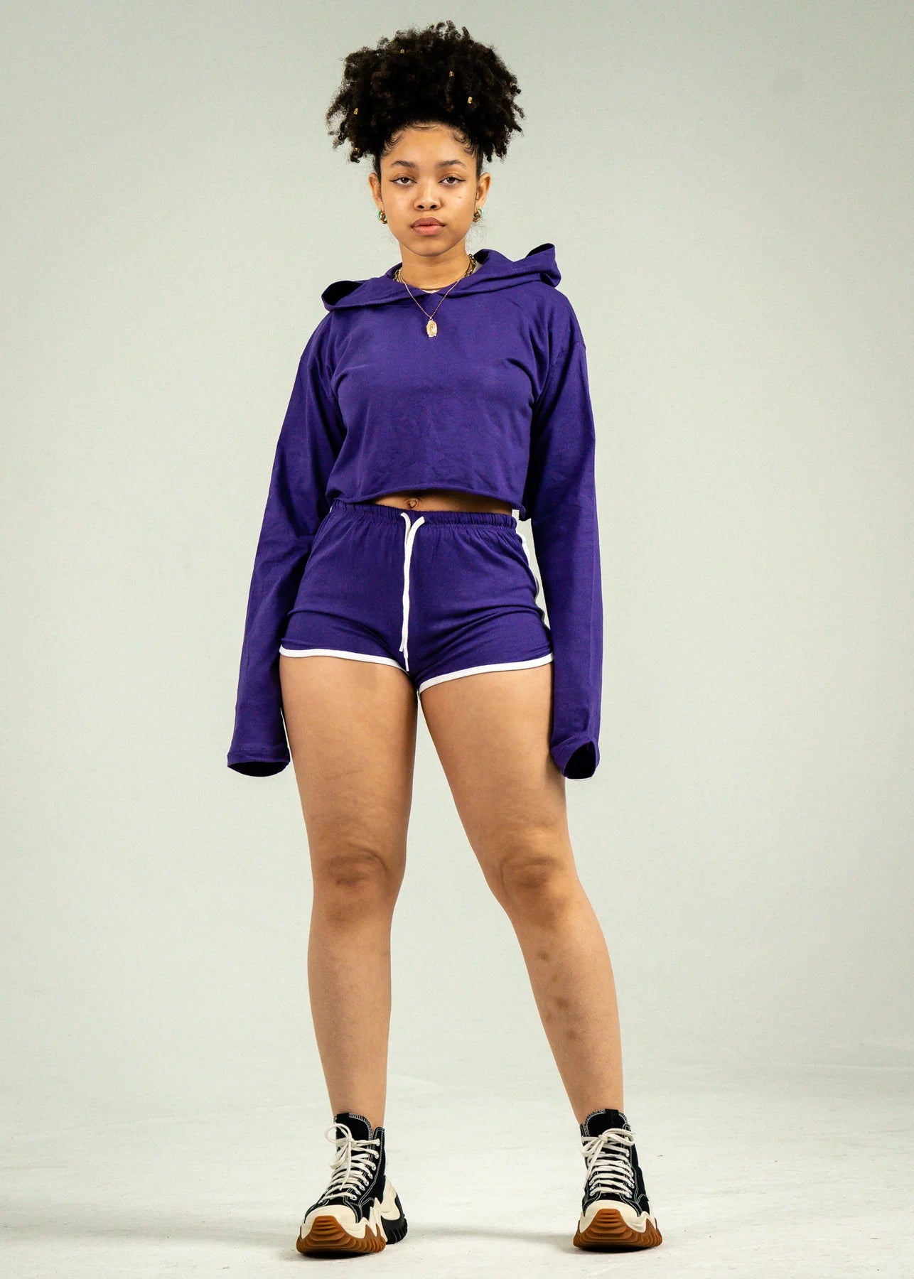 Purple Single Jersey Track Short Set
