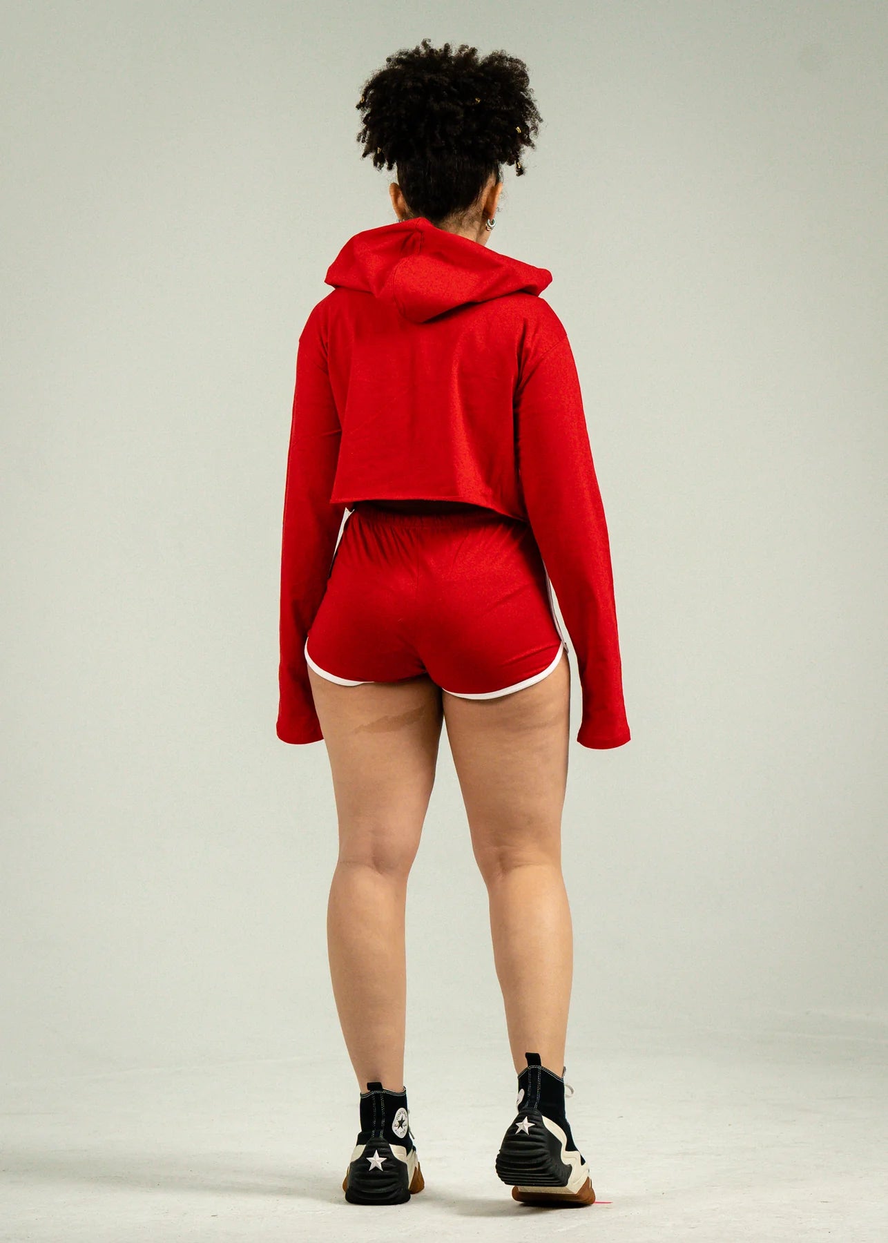 Red Single Jersey Track Short Set