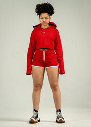 Red Single Jersey Track Short Set