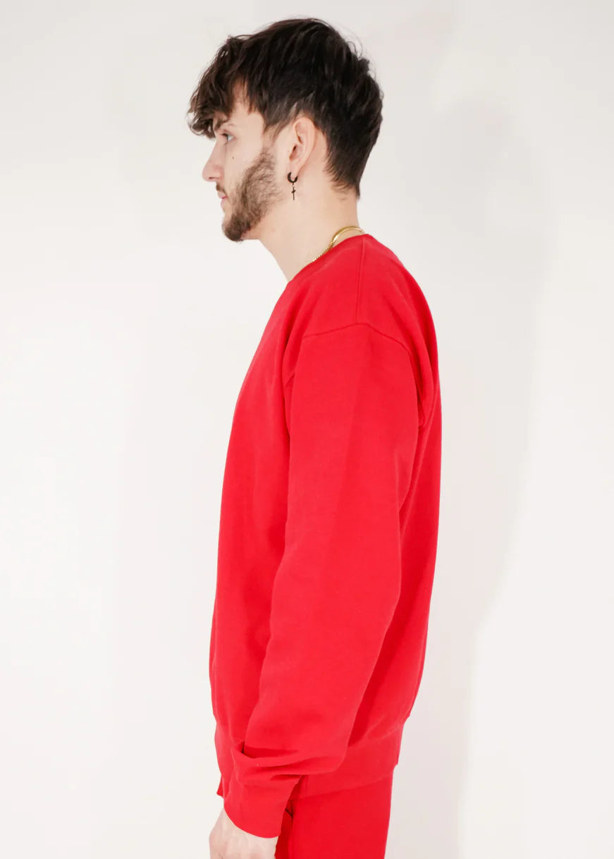 Red Heavy Blend Fleece Crew Neck Sweatshirt
