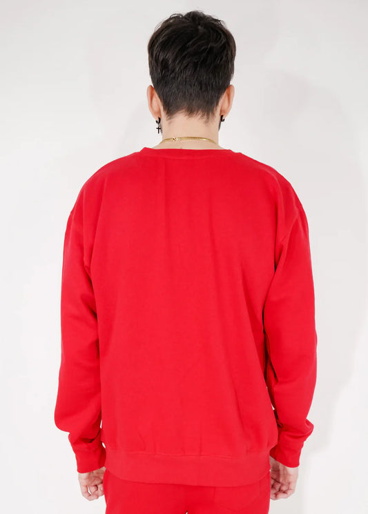 Red Heavy Blend Fleece Crew Neck Pullover