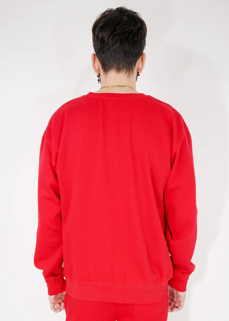 Red Heavy Blend Fleece Crew Neck Sweatshirt