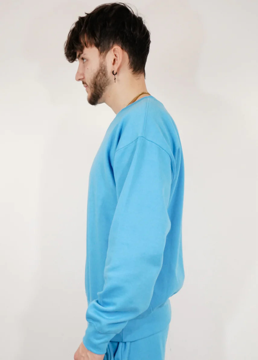 Sky Blue Heavy Blend Fleece Crew Neck Sweatshirt
