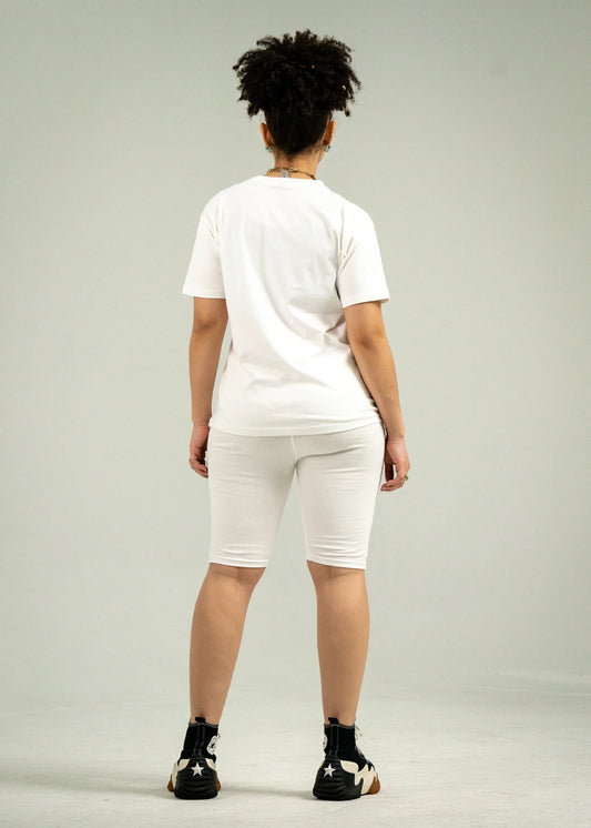 White Biker Short Sets