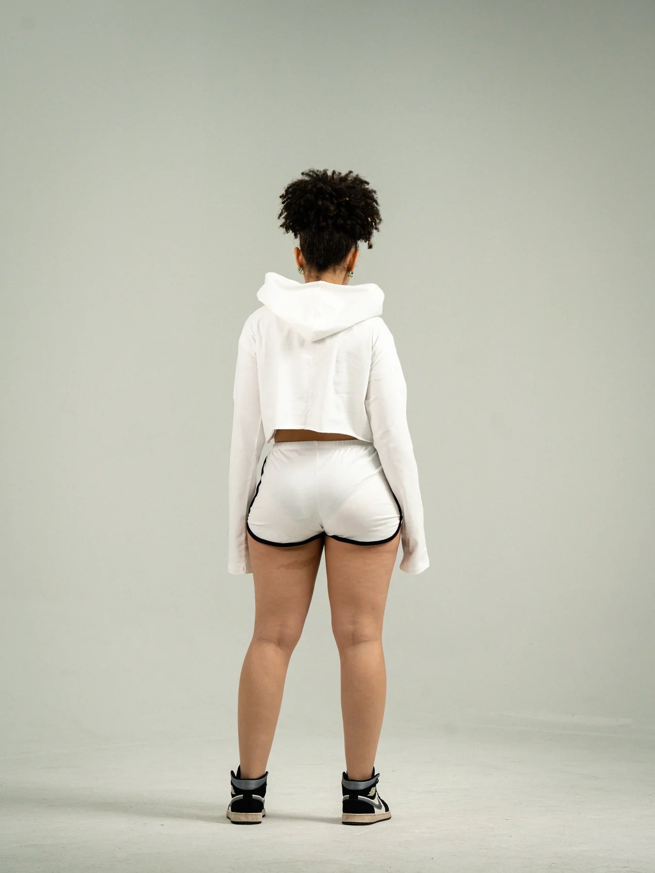 White Single Jersey Track Short Set