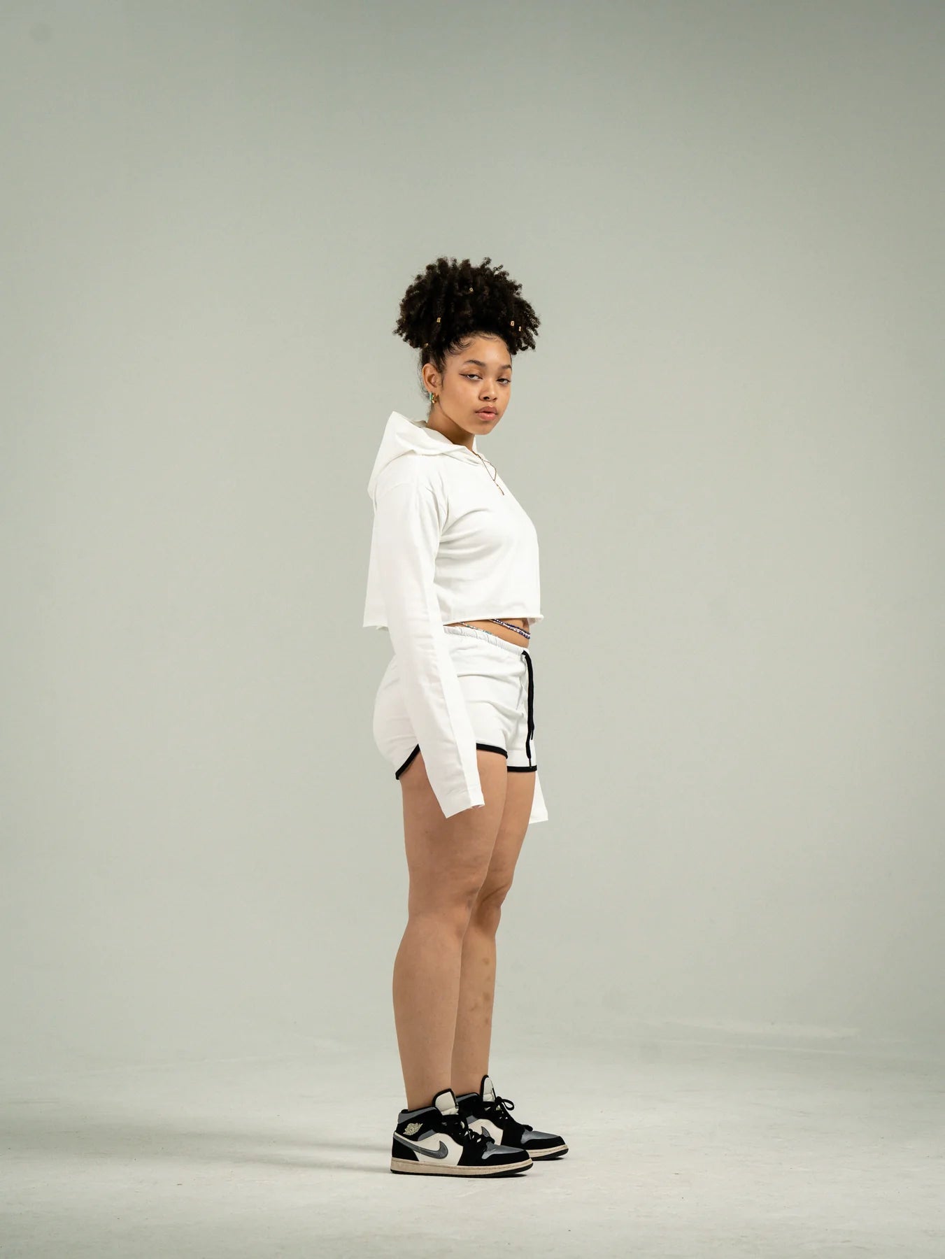 White Single Jersey Track Short Set