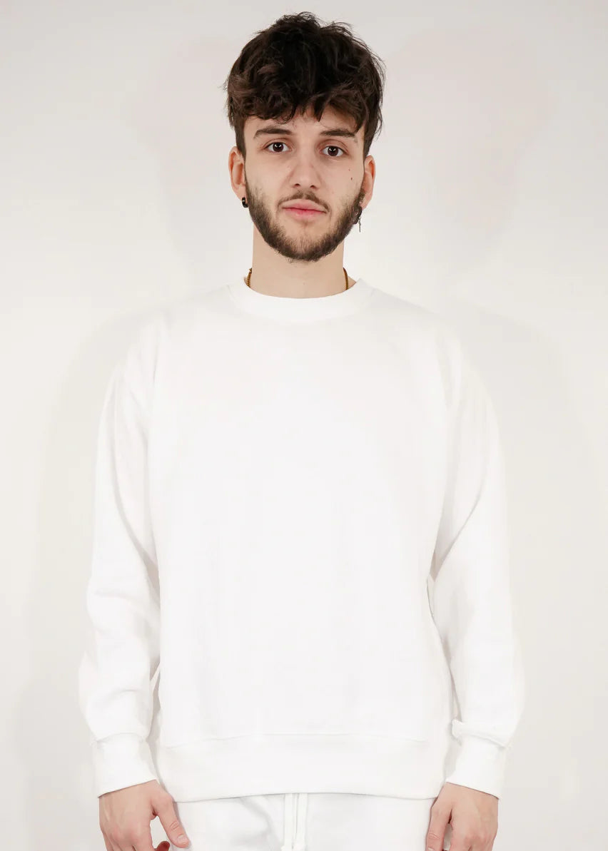 White Heavy Blend Fleece Crew Neck Sweatshirt