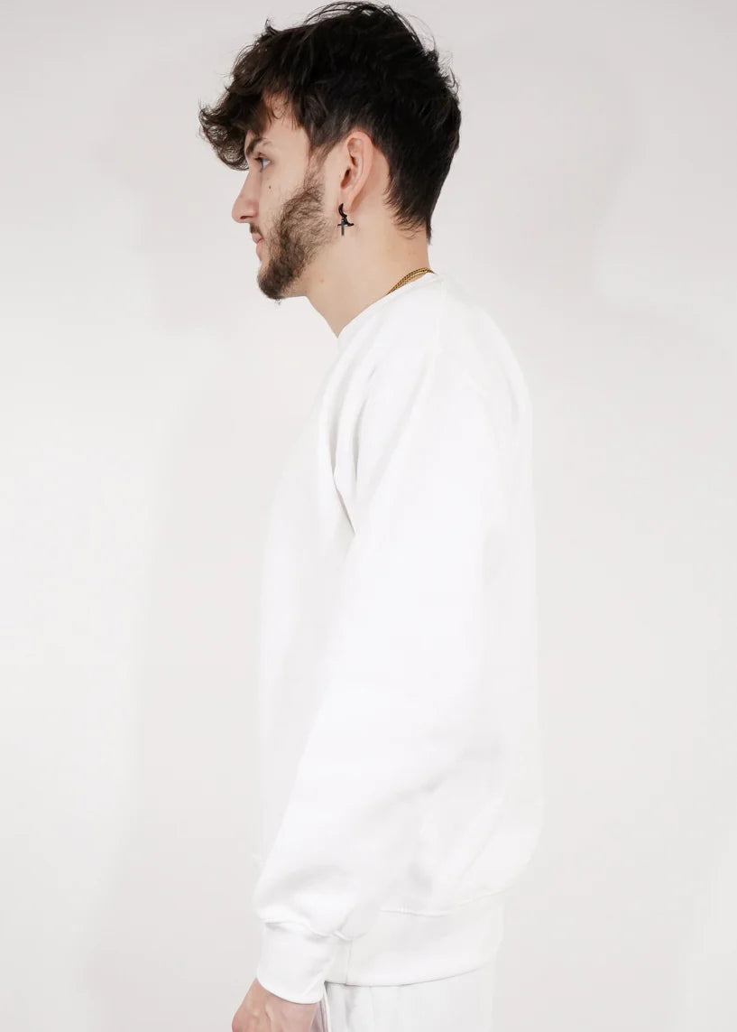 White Heavy Blend Fleece Crew Neck Sweatshirt
