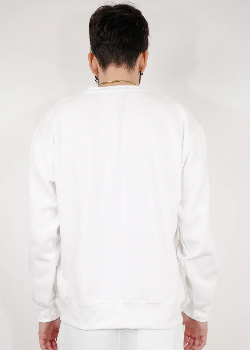 White Heavy Blend Fleece Crew Neck Sweatshirt